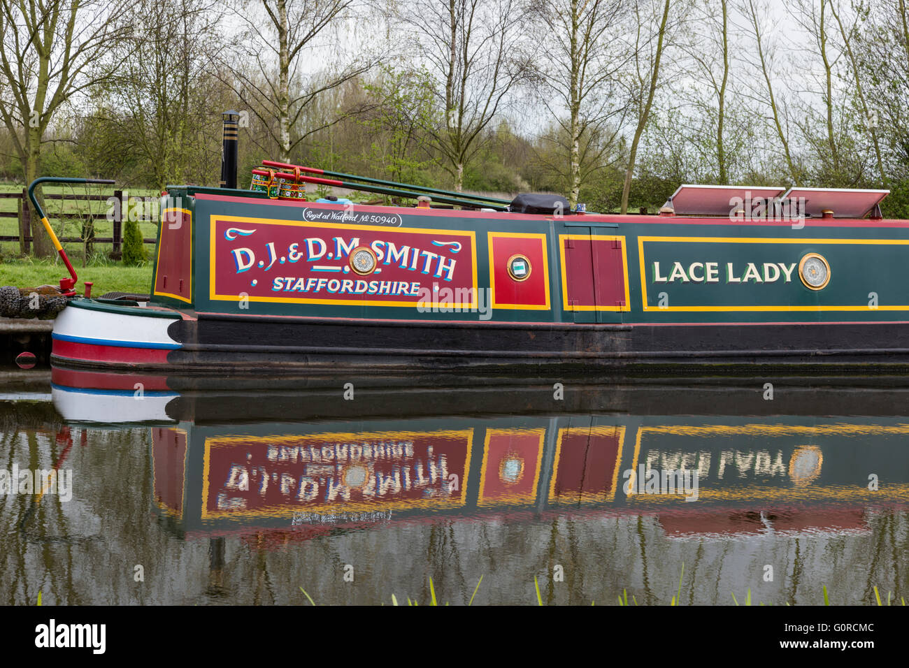 Traditionally painted narrowboat, England, UK Stock Photo Alamy
