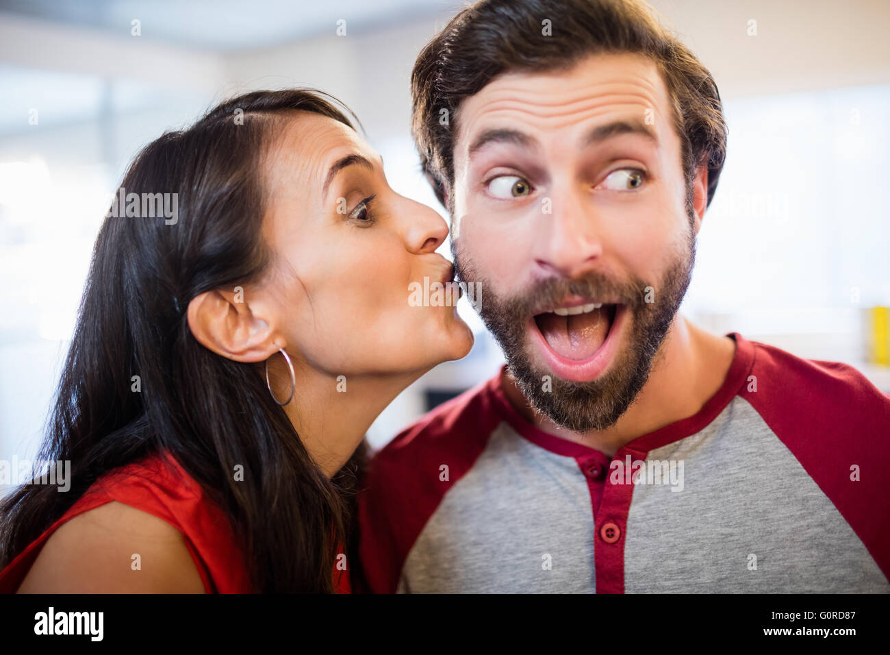 Mature woman young man kiss hi-res stock photography and images - Alamy