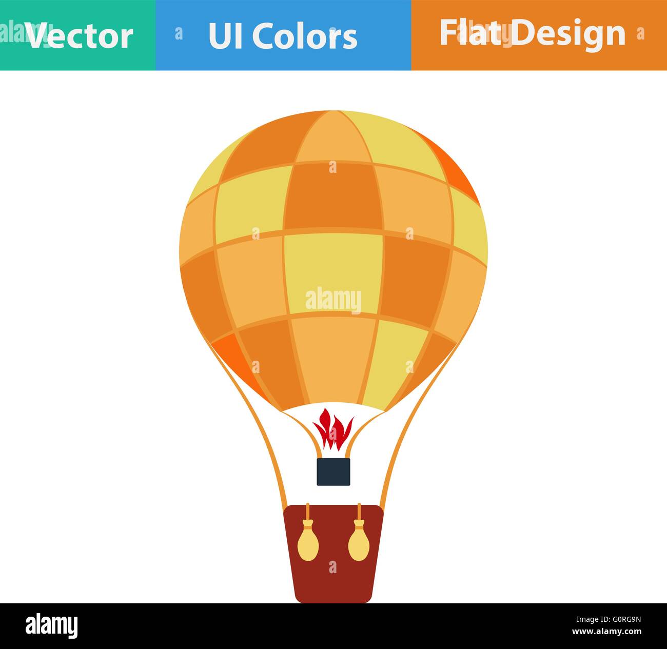 Flat design icon of hot air balloon in ui colors. Vector illustration. Stock Vector