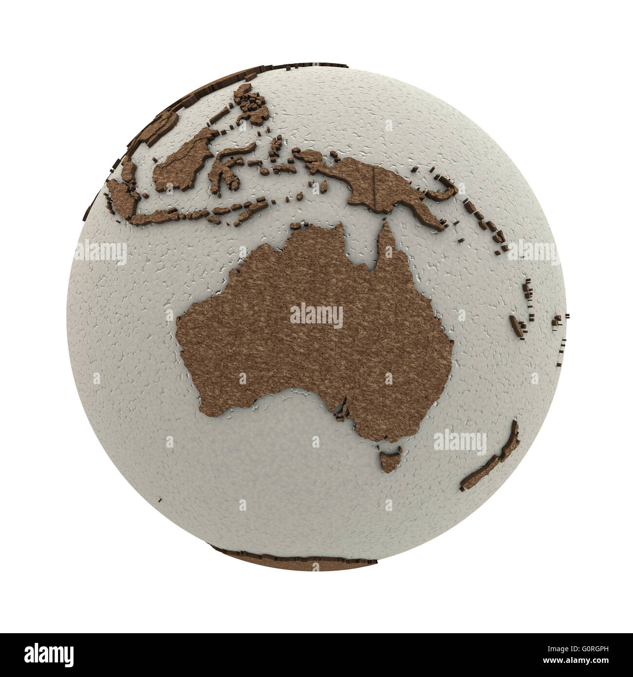 Australia on 3D model of planet Earth with oceans made of polystyrene ...