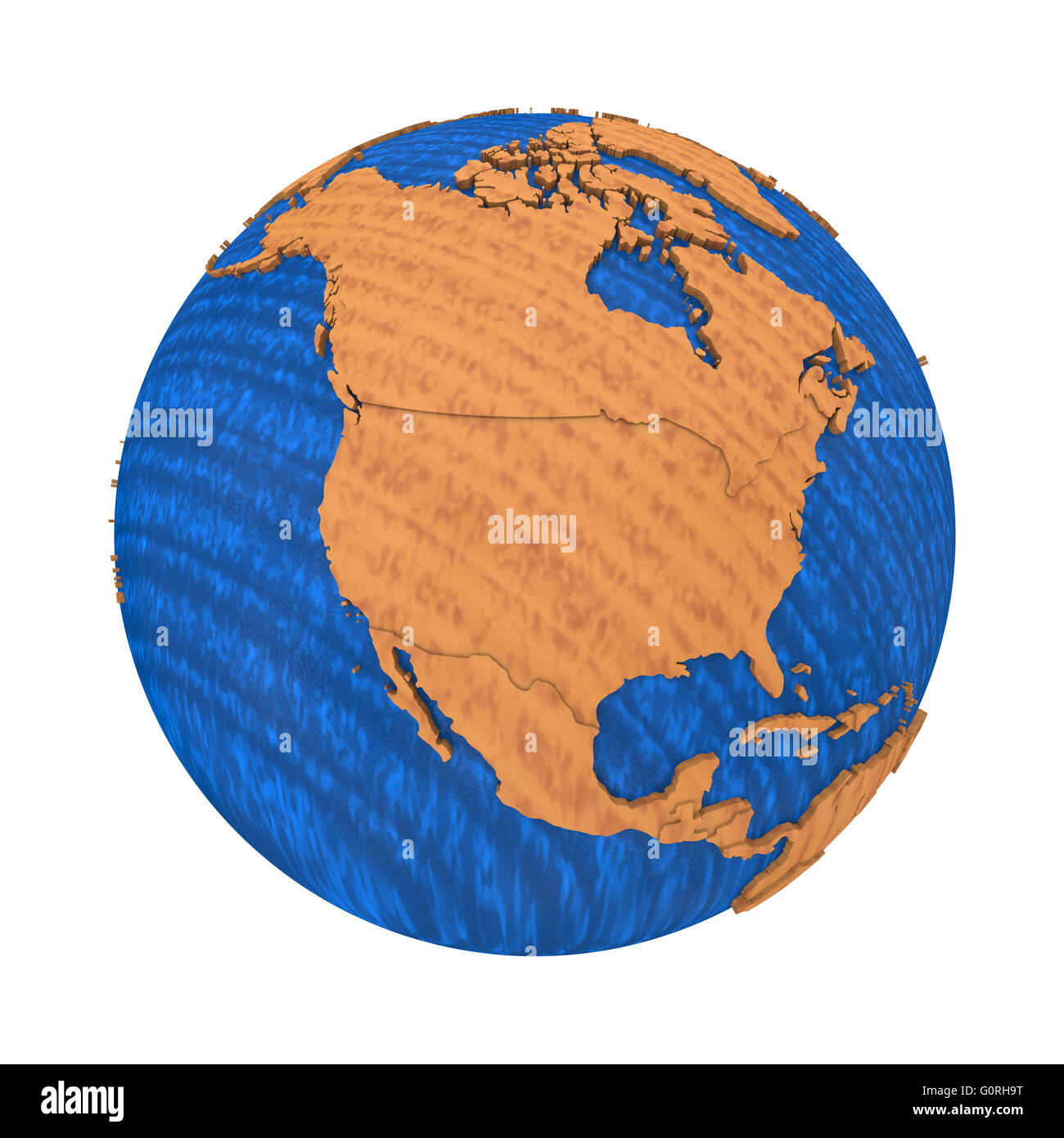 North America on wooden model of planet Earth with embossed continents ...