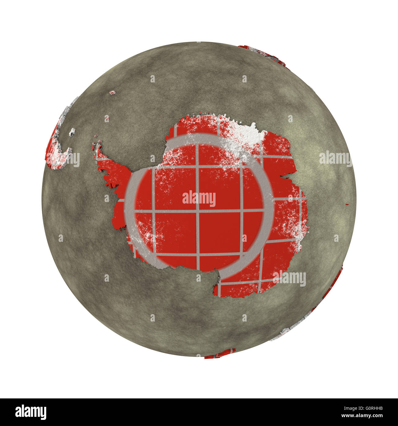 Antarctica on brick wall model of planet Earth with continents made of ...