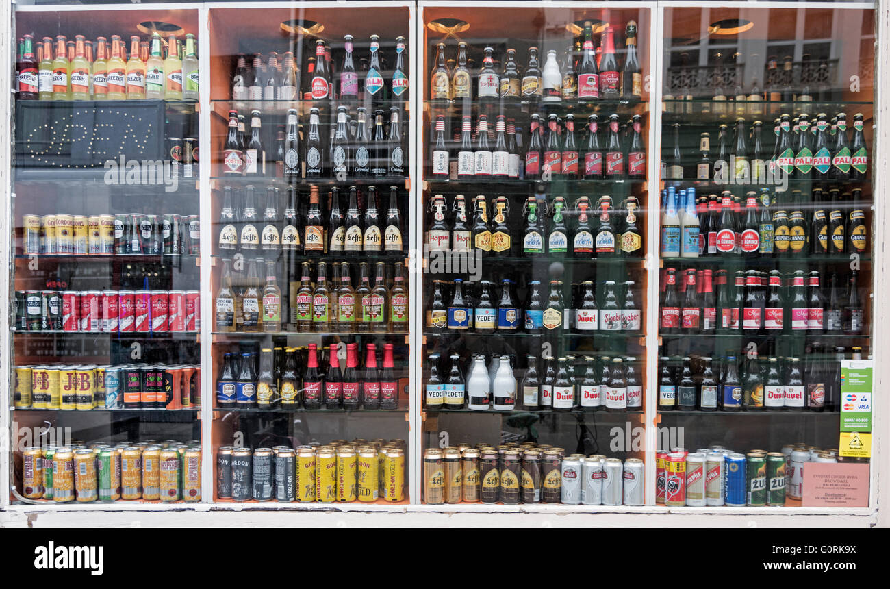 Shop window beer bottles Antwerp Belgium Stock Photo - Alamy