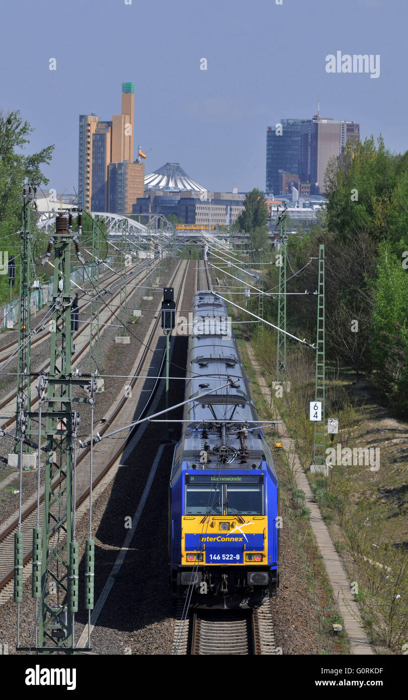 Train, railroad, railway, Interconnex, Potsdamer Platz, Berlin, Germany