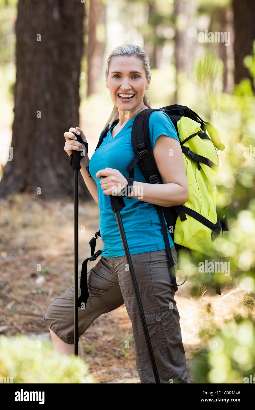 Woman hiking happy portrait hi-res stock photography and images - Alamy