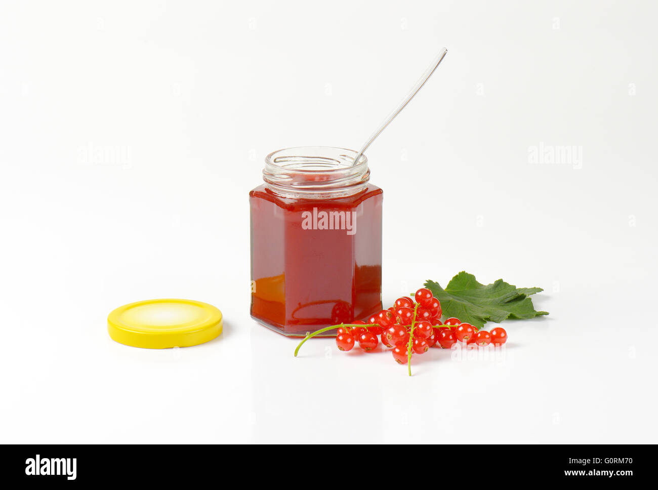 Redcurrant jelly in open jar Stock Photo Alamy