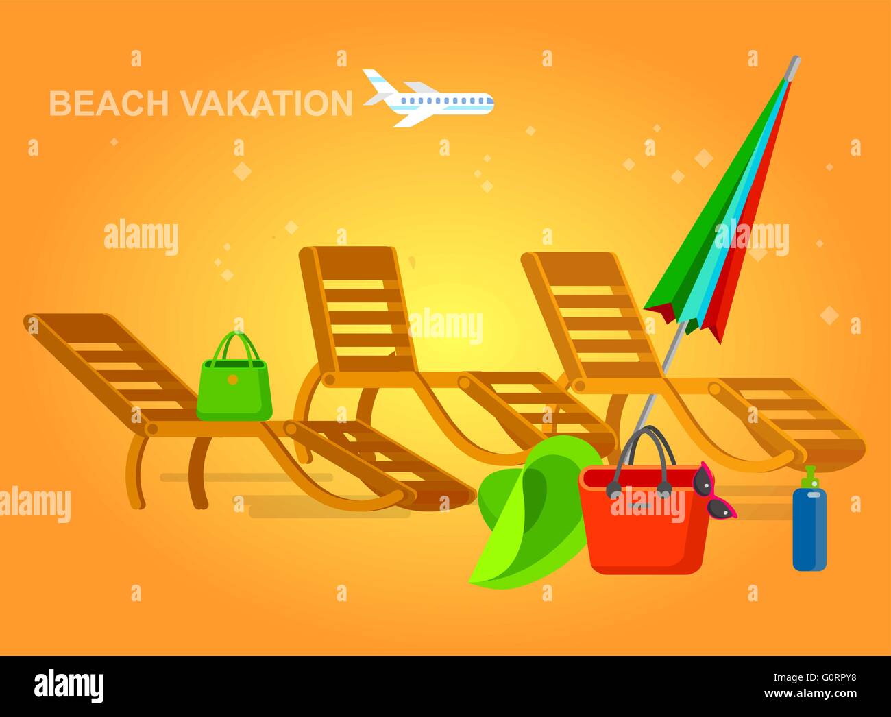 wooden beach chaise longue Stock Vector Image & Art - Alamy