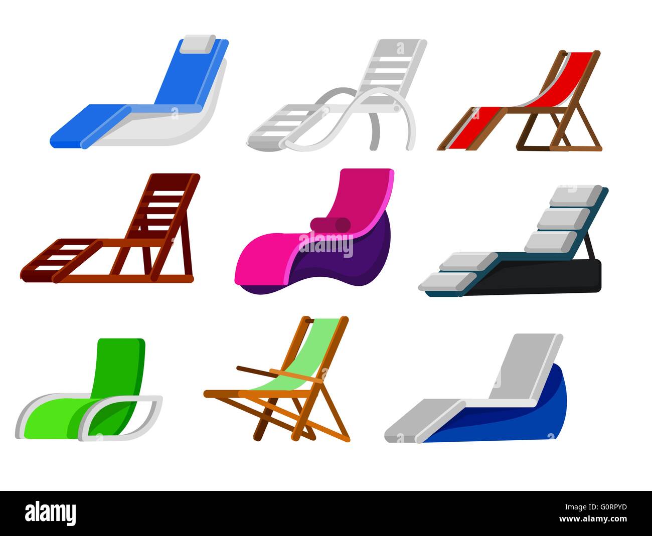 wooden beach chaise longue Stock Vector Image & Art - Alamy