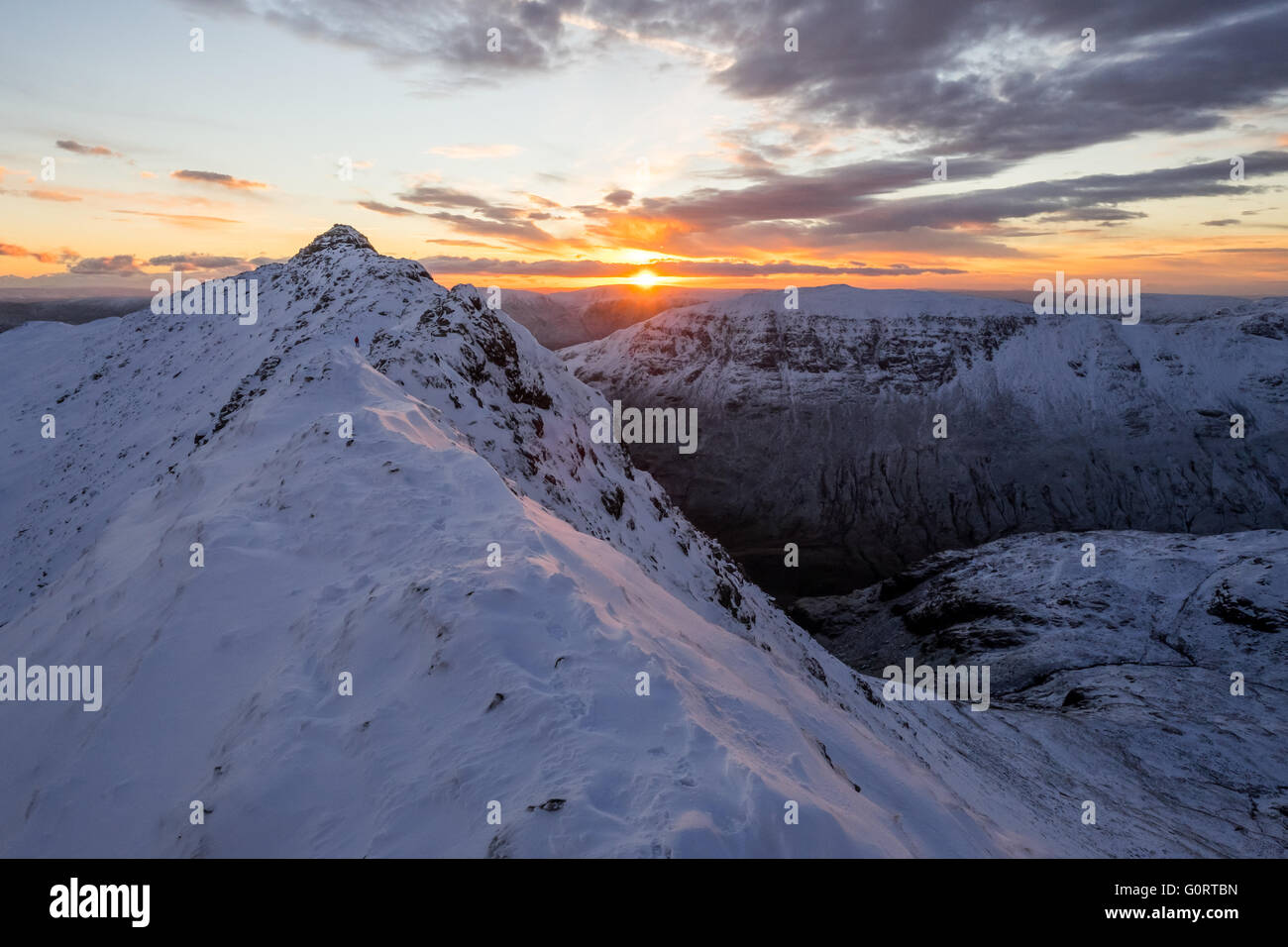 Sunrise over St Sunday Crag from Striding Edge, Stock Photo