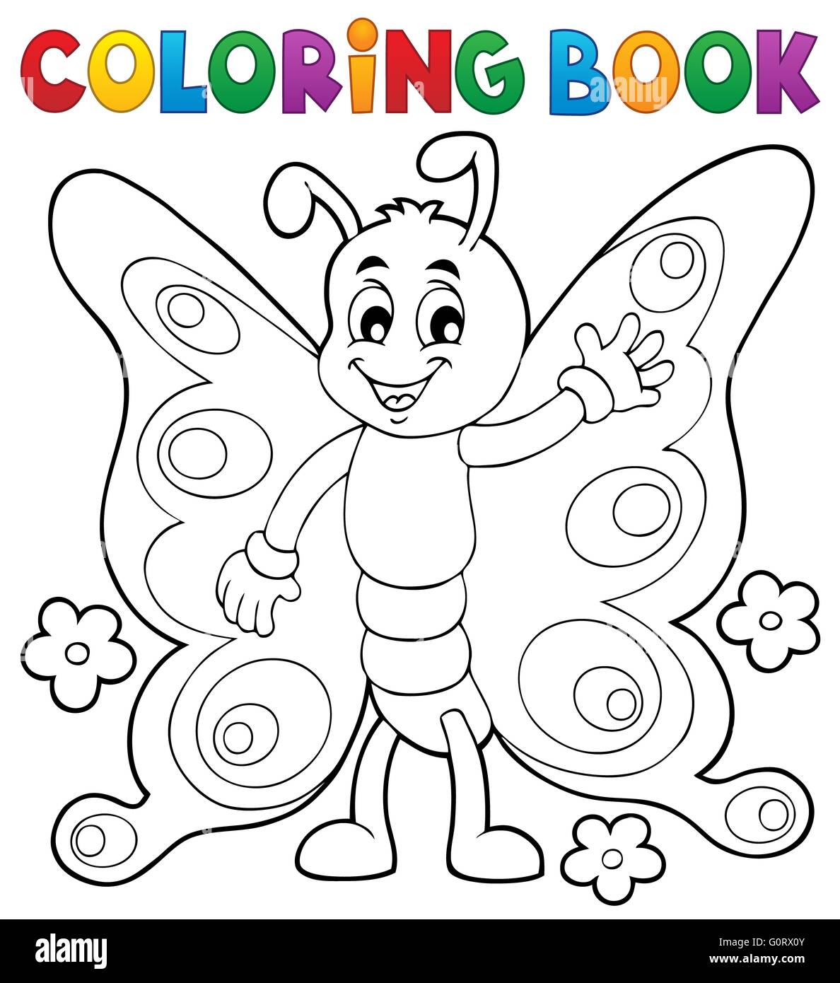 Coloring book cheerful butterfly theme 1 - picture illustration Stock ...
