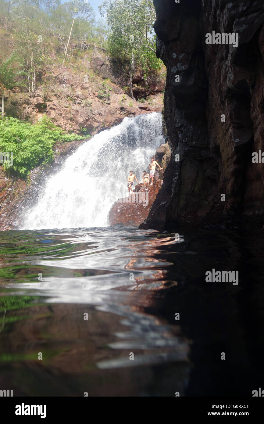 Swimmers at Florence Falls, Litchfield National Park, Northern Territory, Australia. No MR Stock Photo