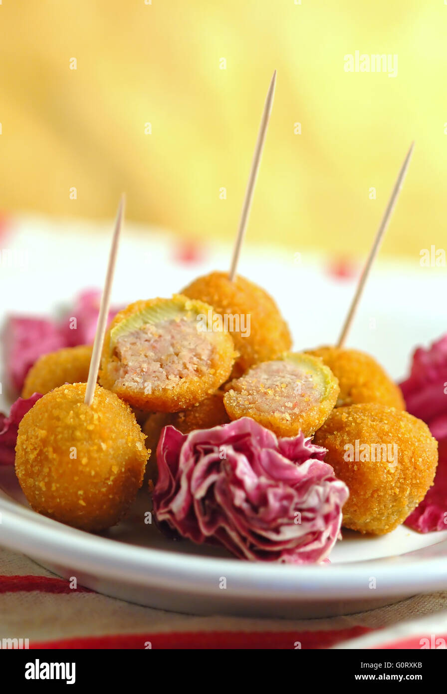 Ascolane Olives, Italian stuffed snack Stock Photo Alamy