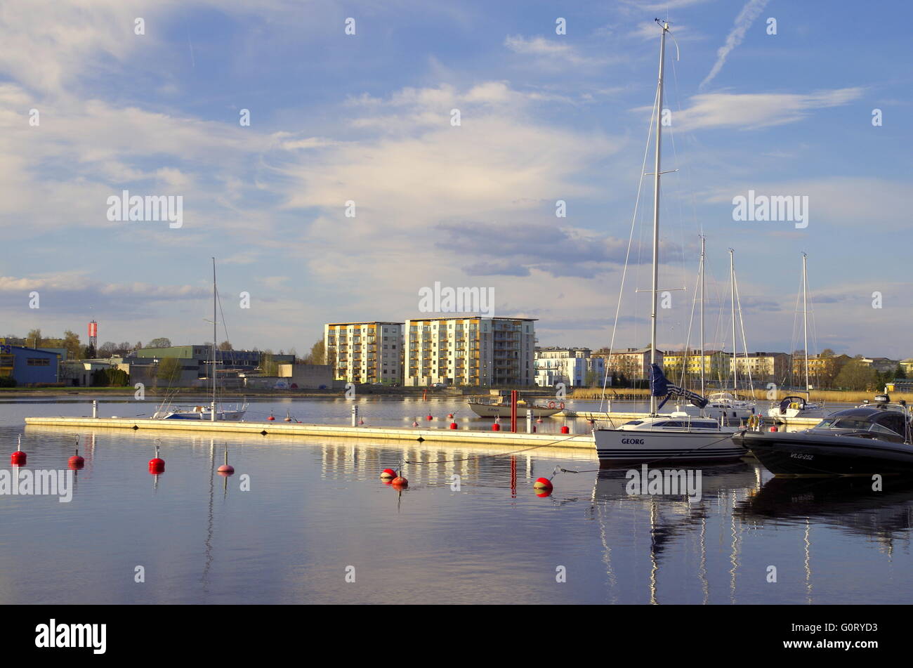 Pärnu Yacht Club in Estonia on a sunny spring day Stock Photo