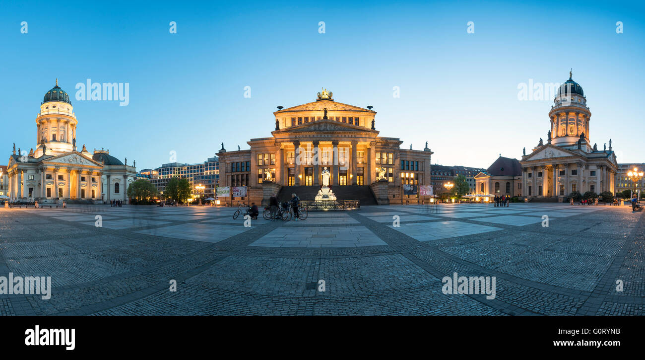 Panoramic view of Gendarmenmarkt square in the evening in Mitte Berlin Germany Stock Photo