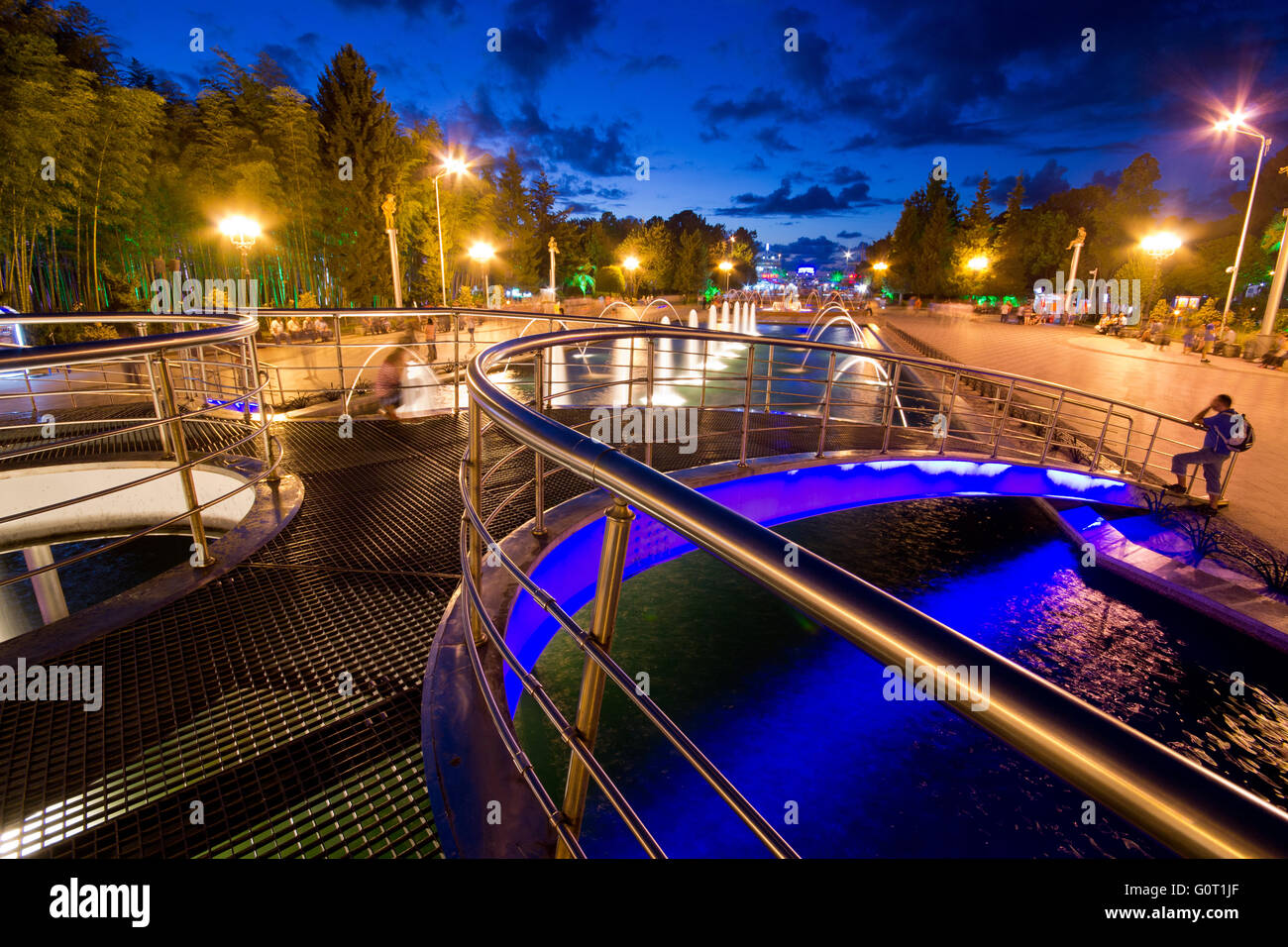 Multimedia laser colorful musical show in Batumi - singing fountains Stock Photo