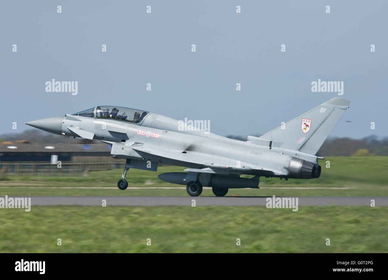 RAF Eurofighter Typhoon landing at Coningsby Stock Photo