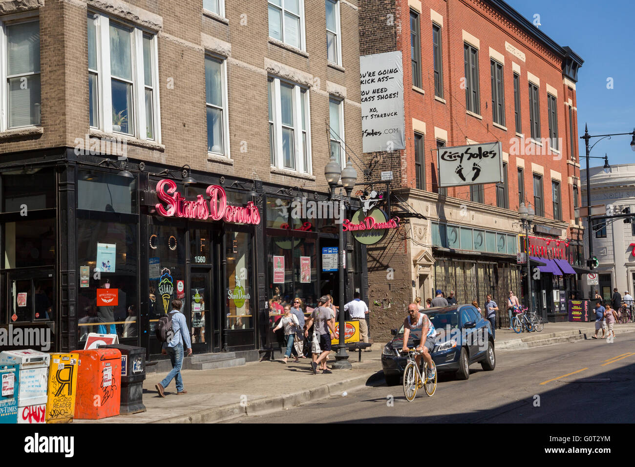 Stan's Donuts and street scene in the trendy Wicker Park neighborhood in the West Town community
