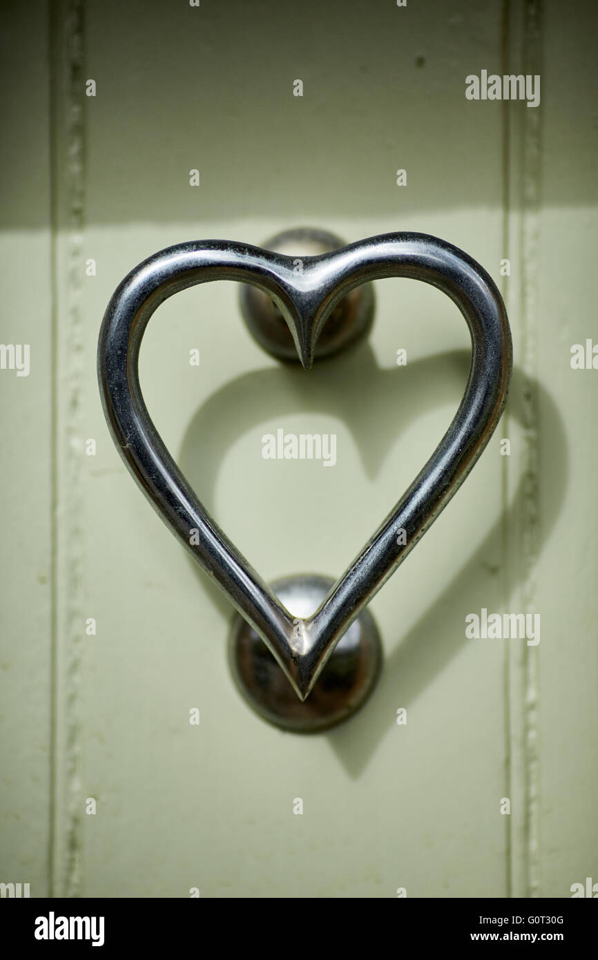 Love heart shaped door knocker Stock Photo