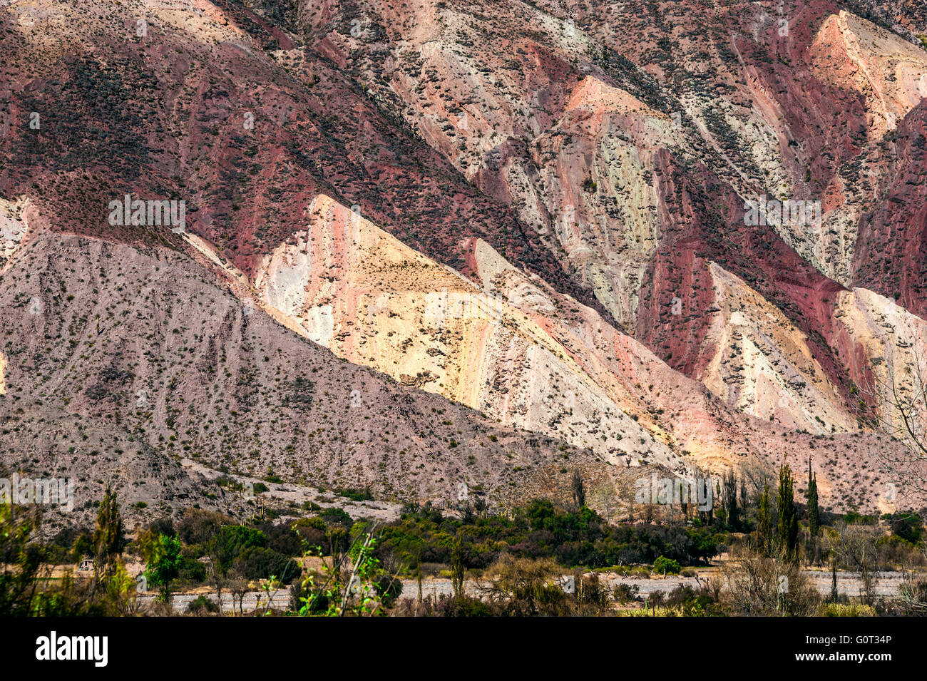 Colorful valley of Quebrada de Humahuaca, central Andes Altiplano, Argentina Stock Photo