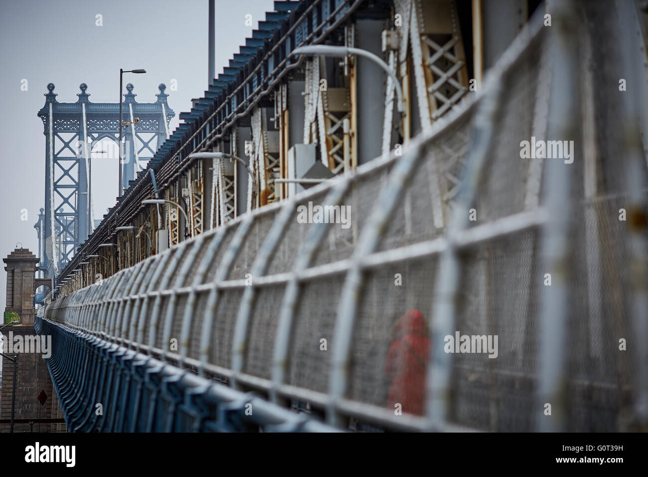 New york   Manhattan bridge  is a suspension bridge that crosses the East River in New York City, connecting Lower Manhattan at Stock Photo