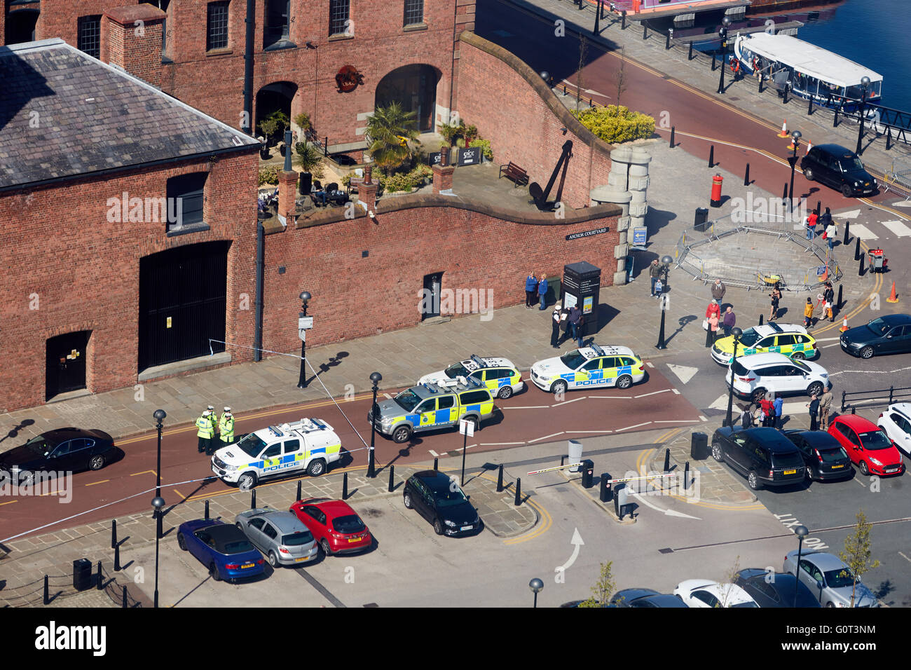 Liverpool police emergency scene incident  cars Stock Photo