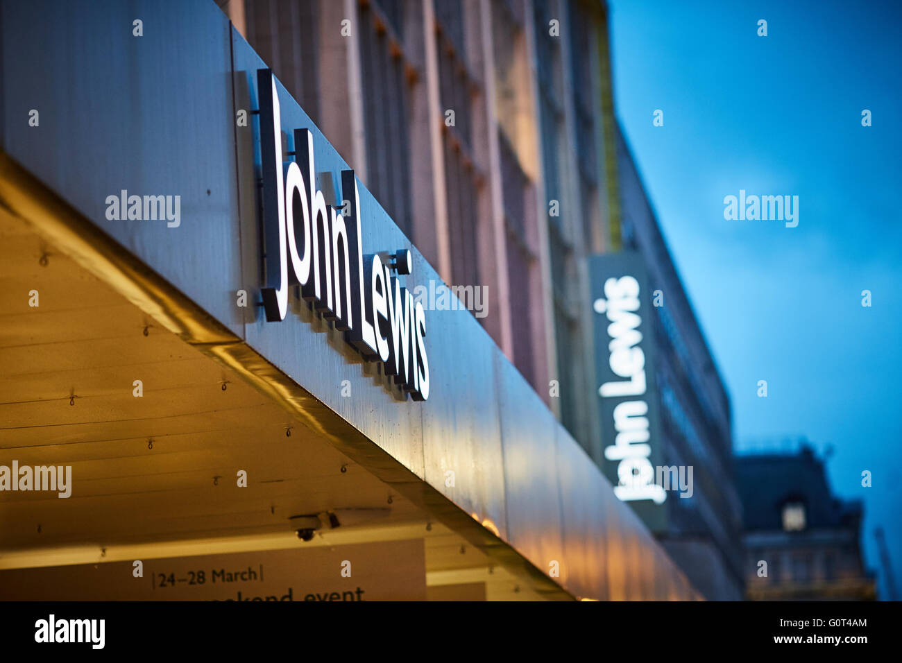 Oxford Street london John Lewsi flagship store exterior signs department store partnership Stock Photo