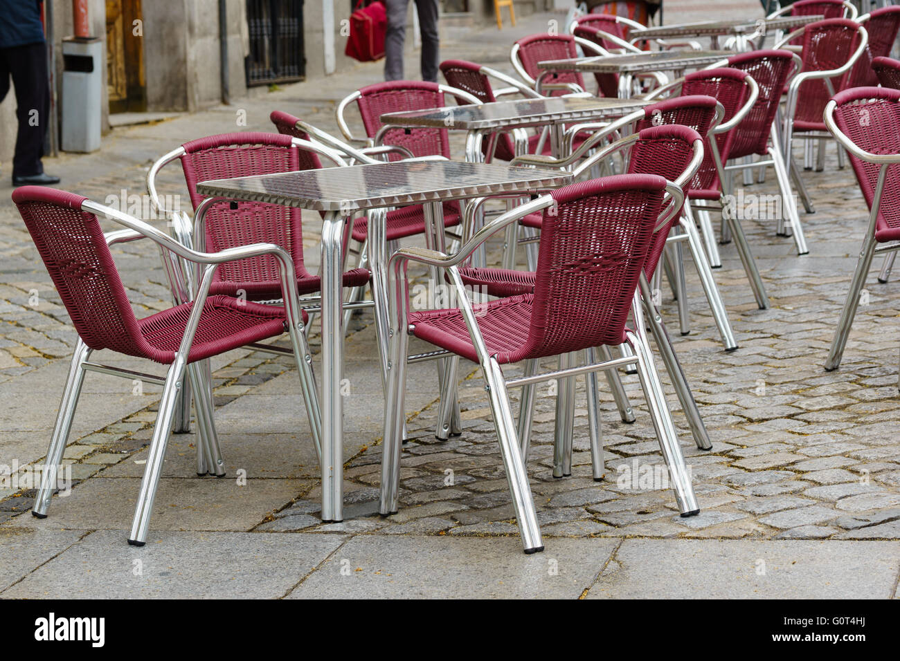 Outdoor table and chairs in Spain Stock Photo Alamy