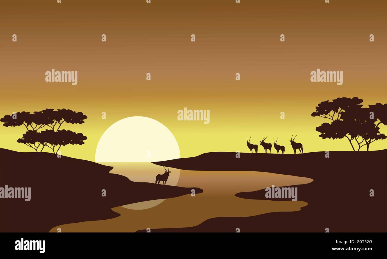 Silhouette of zebra in riverbank Stock Vector Image & Art - Alamy