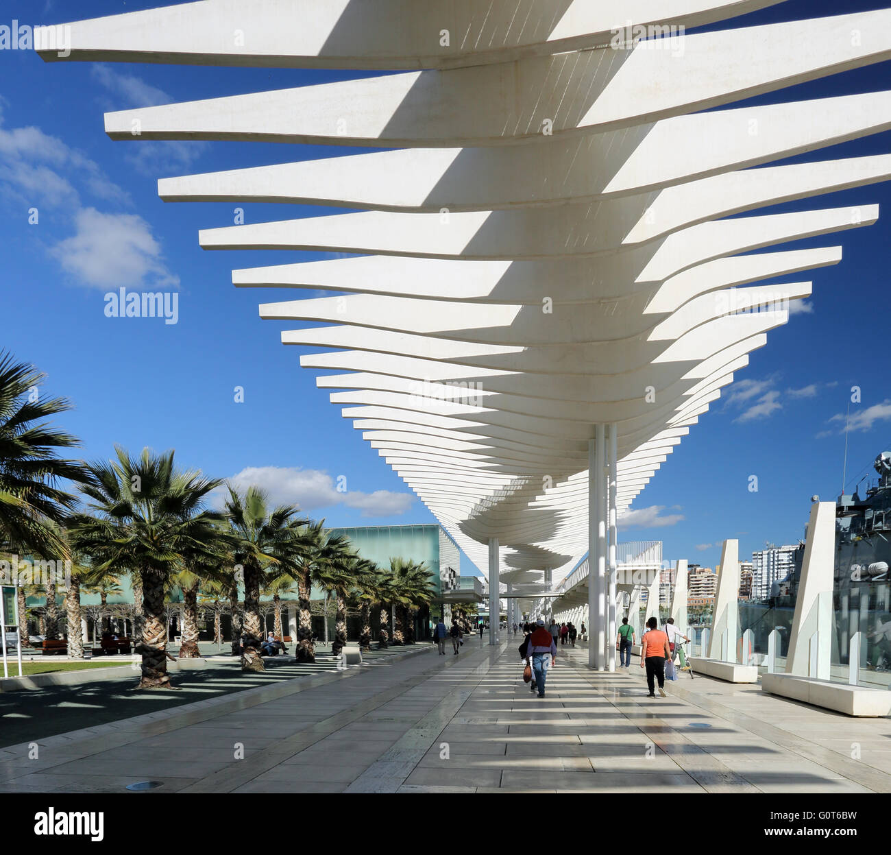 The impressive architectural structure at Paseo Maritimo del Muelle, Malaga, Spain Stock Photo