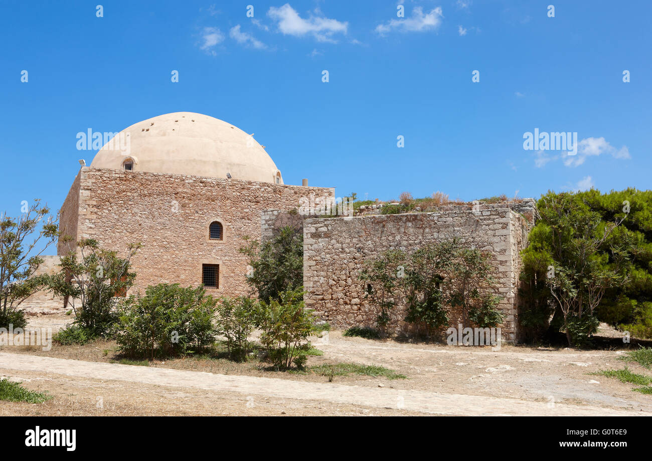 Fortress of Fortezza in Rethymno and the Mosque. Crete. Greece. Horizontal Stock Photo
