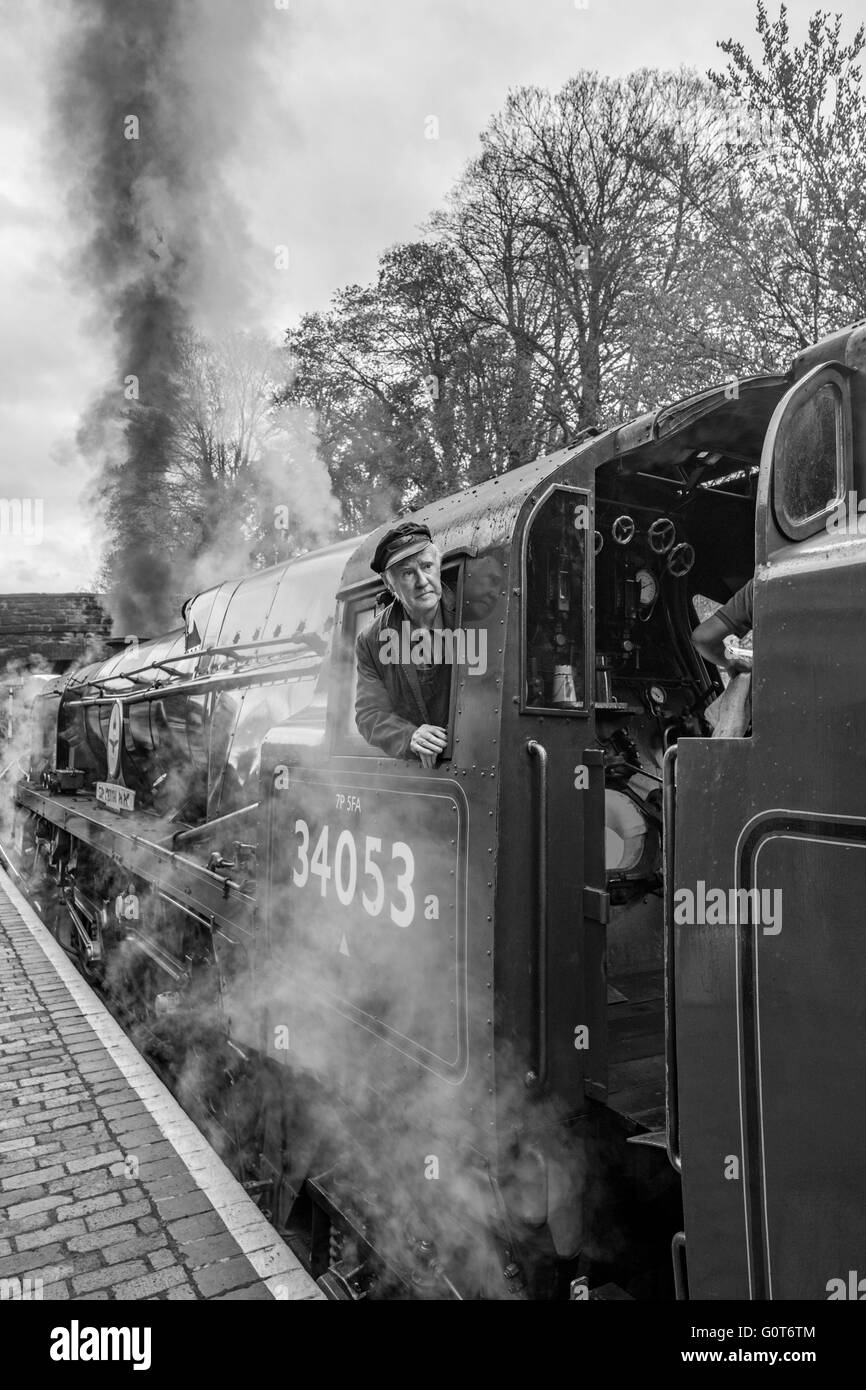 Arley train Station on the Severn Valley Railway in monochrome,  Worcestershire, England, UK Stock Photo
