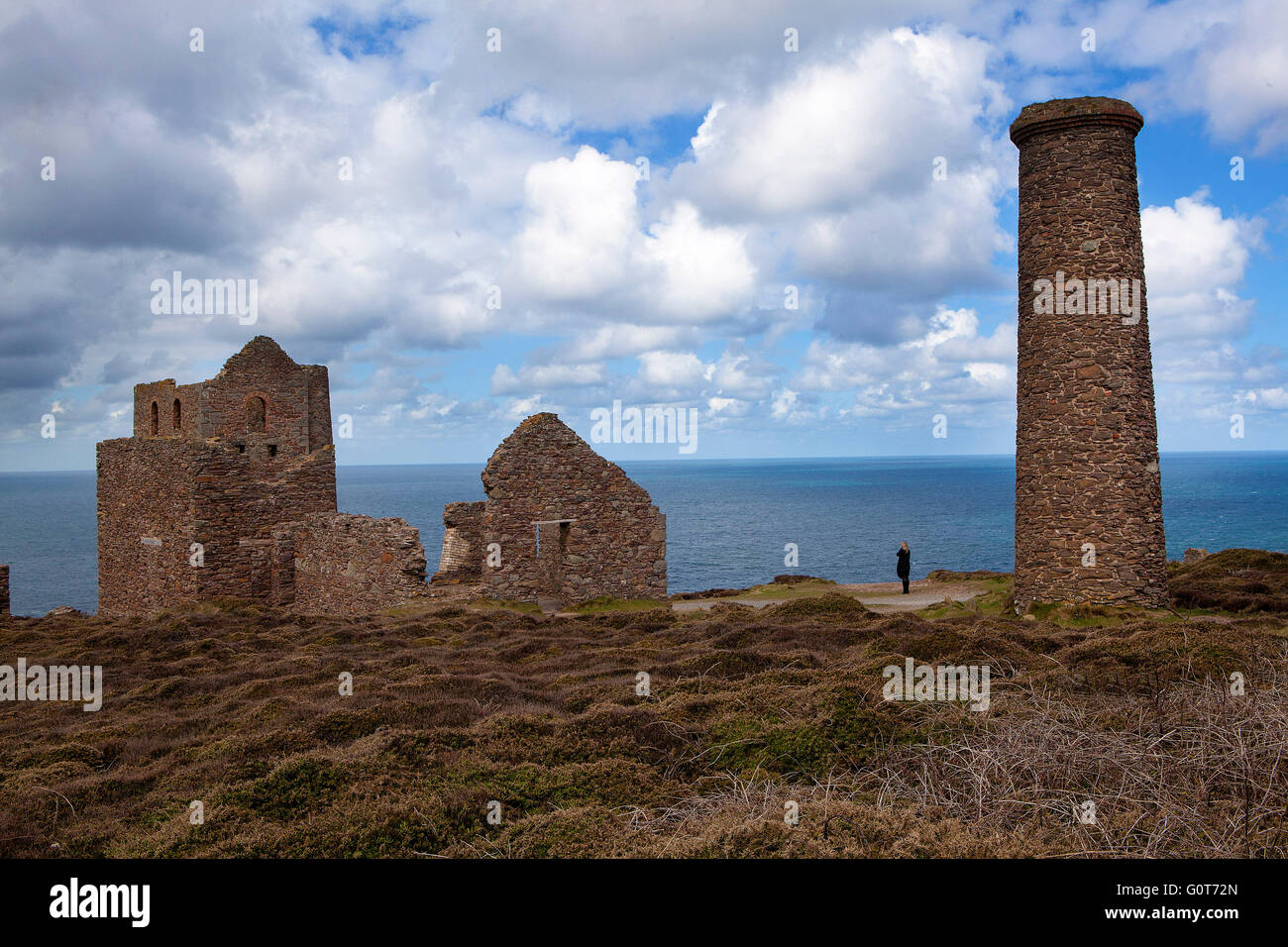 Wheal Coated Tin Mine buildings near St Agnes Head,Cornwall Stock Photo