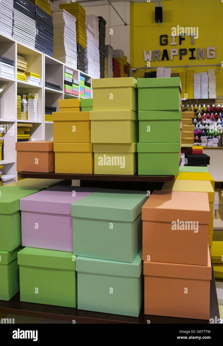 Boxes Display in Paper Presentation Store, NYC Stock Photo Alamy