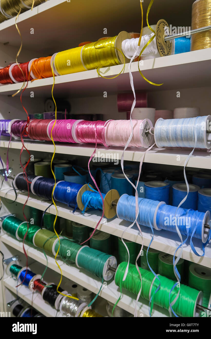 Ribbon Display in Paper Presentation Store, NYC Stock Photo Alamy