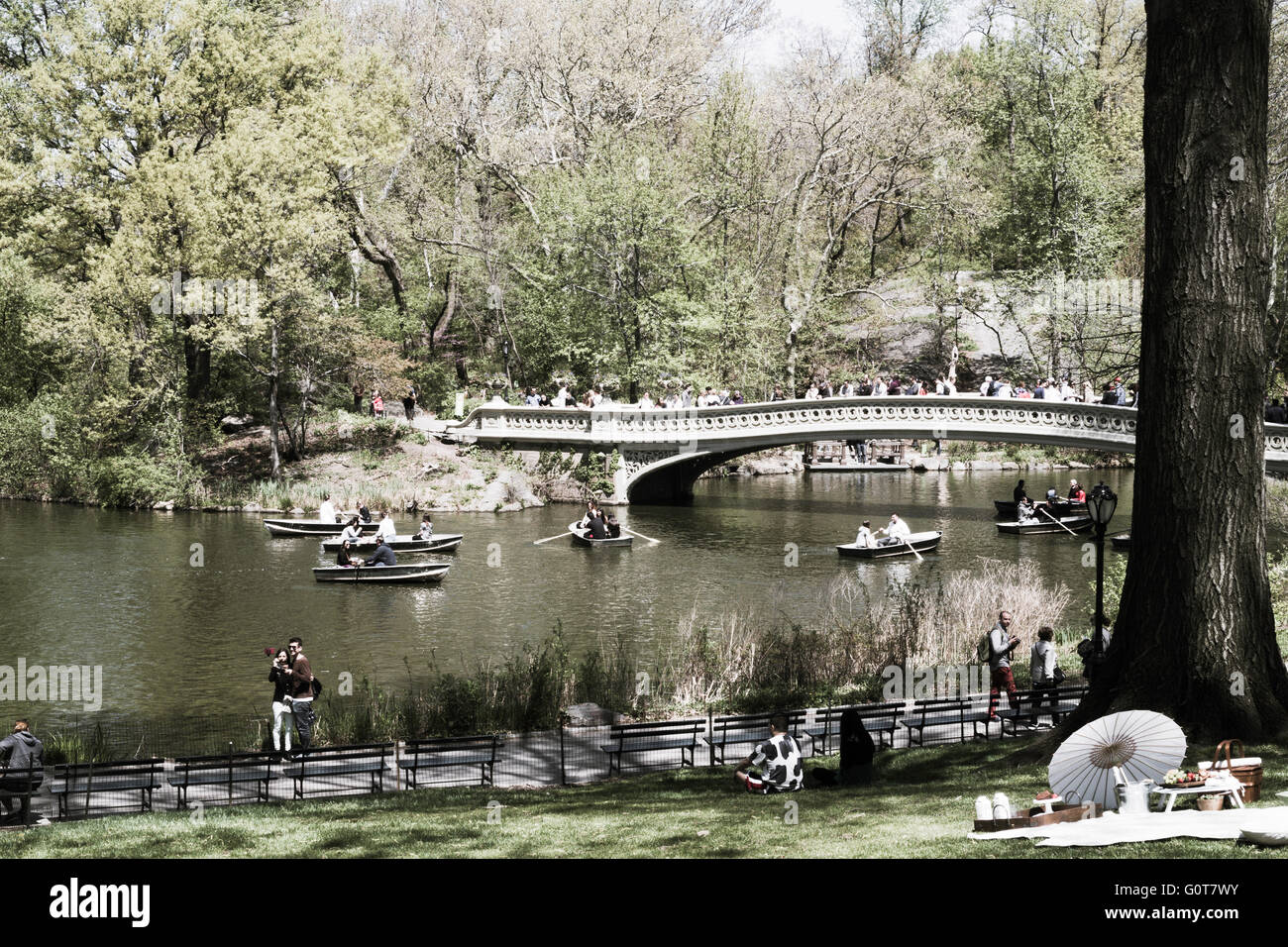 Bow Bridge, Central Park in the Springtime, NYC Stock Photo - Alamy