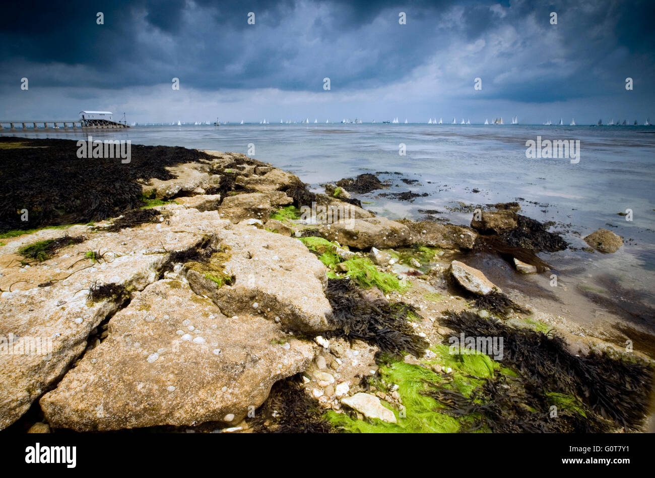 Landscape on Isle of Wight during Cowes Boat race Stock Photo