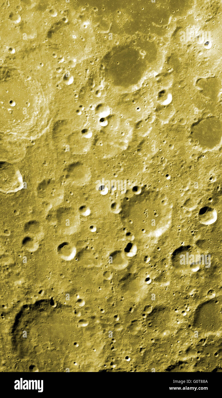 Surface of the moon showing impact craters Stock Photo