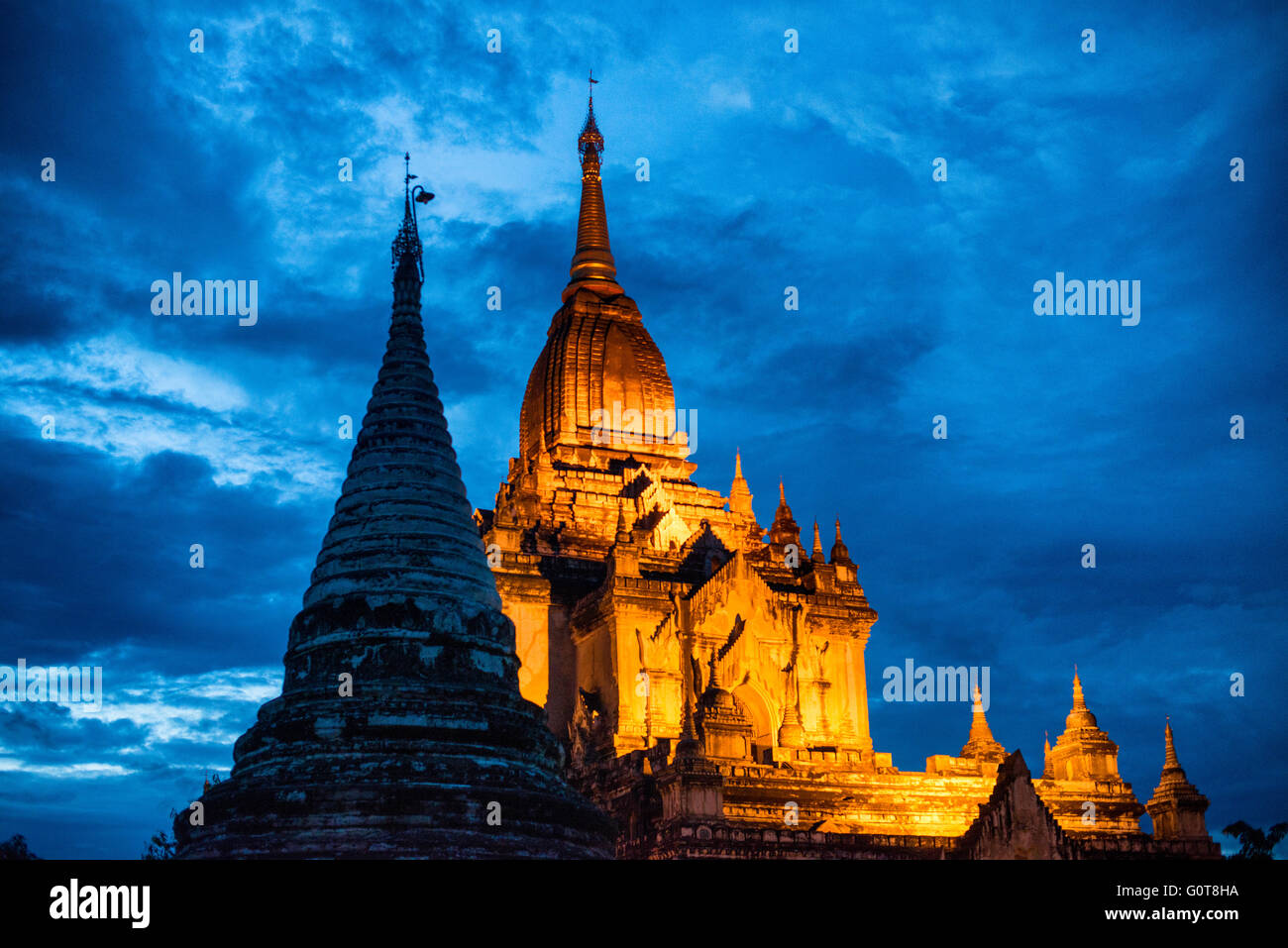 BAGAN, MYANMAR--Gawdawpalin Temple is the second tallest of the temples in the Bagan Archeological Zone and is located in the zone's northwest corner in Old Bagan. It is also known as Gaw-daw-palin Temple. It was built from 1174 to 1227. Stock Photo