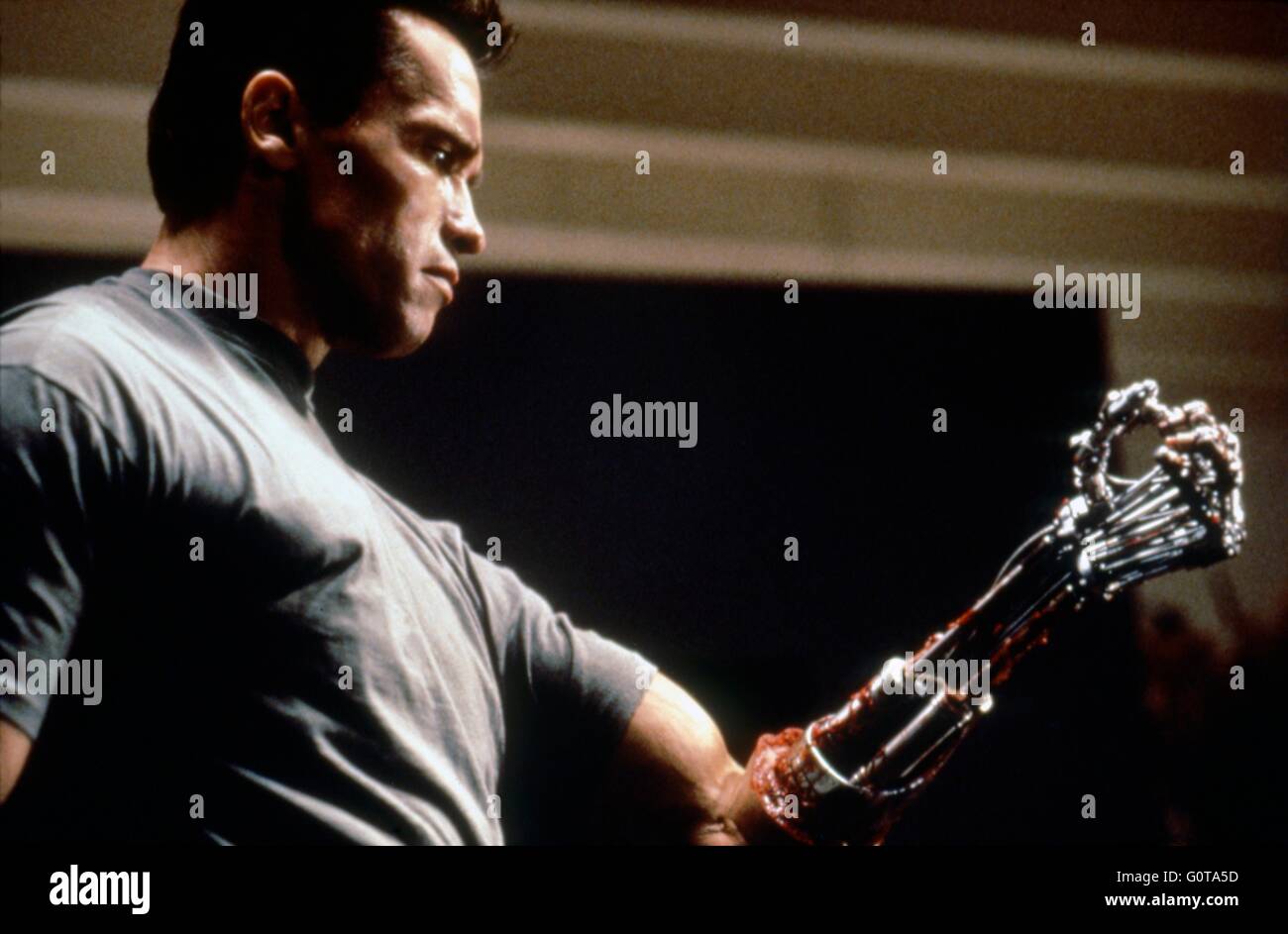 Arnold Schwarzenegger / Terminator 2 : Judgment Day / 1991 directed by James Cameron (Carolco Pïctures) Stock Photo