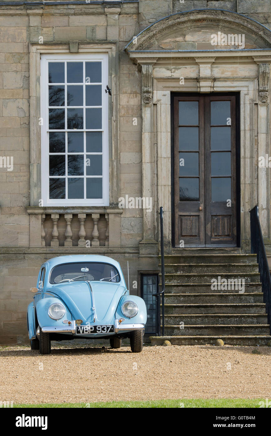 1956 Vintage VW Beetle car parked outside Standford Hall. Leicestershire, England Stock Photo