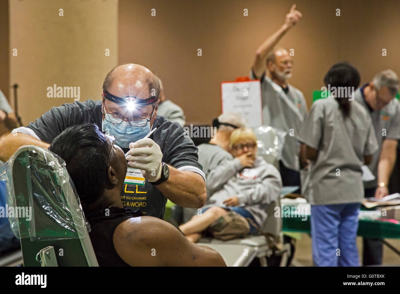 Jacksonville, Florida - A free two-day dental clinic organized by the nonprofit Mission of Mercy treated about 3,000 patients. Stock Photo