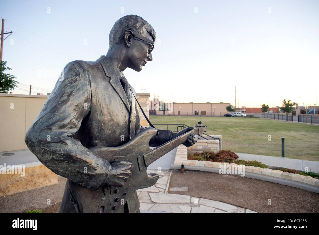 Statue of Buddy Holly in Lubbock, Texas. Charles Hardin Holley (September 7, 1936 – February 3, 1959), known as Buddy Holly. Stock Photo