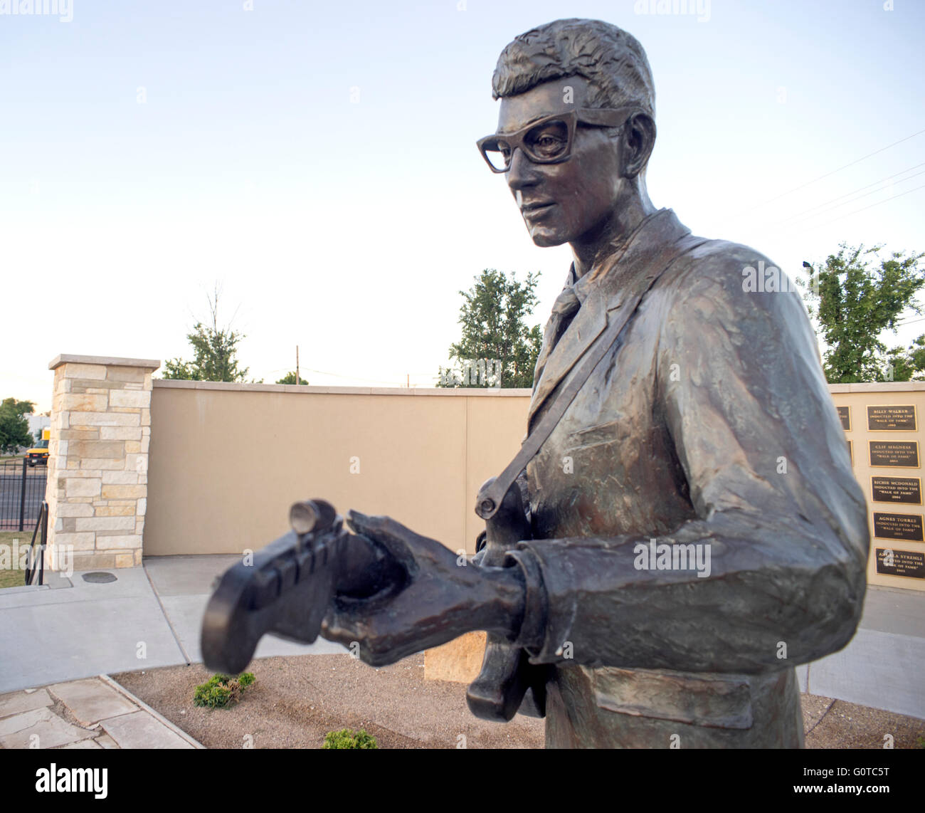 Statue of Buddy Holly in Lubbock, Texas. Charles Hardin Holley (September 7, 1936 – February 3, 1959), known as Buddy Holly. Stock Photo