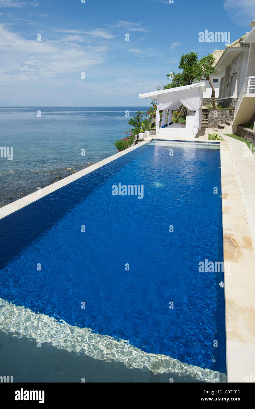 Swimming pool Aquaterrace Hotel Selang Amed Bali Indonesia Stock Photo -  Alamy