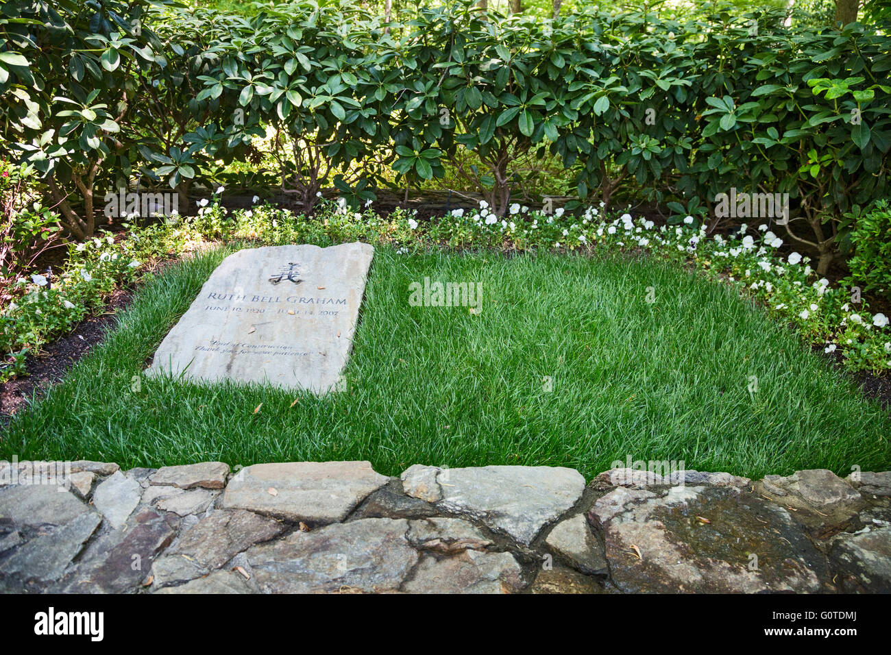 Charlotte, North Carolina - The grave of Ruth Bell Graham, wife of Billy Graham, at the Billy Graham Library. Stock Photo