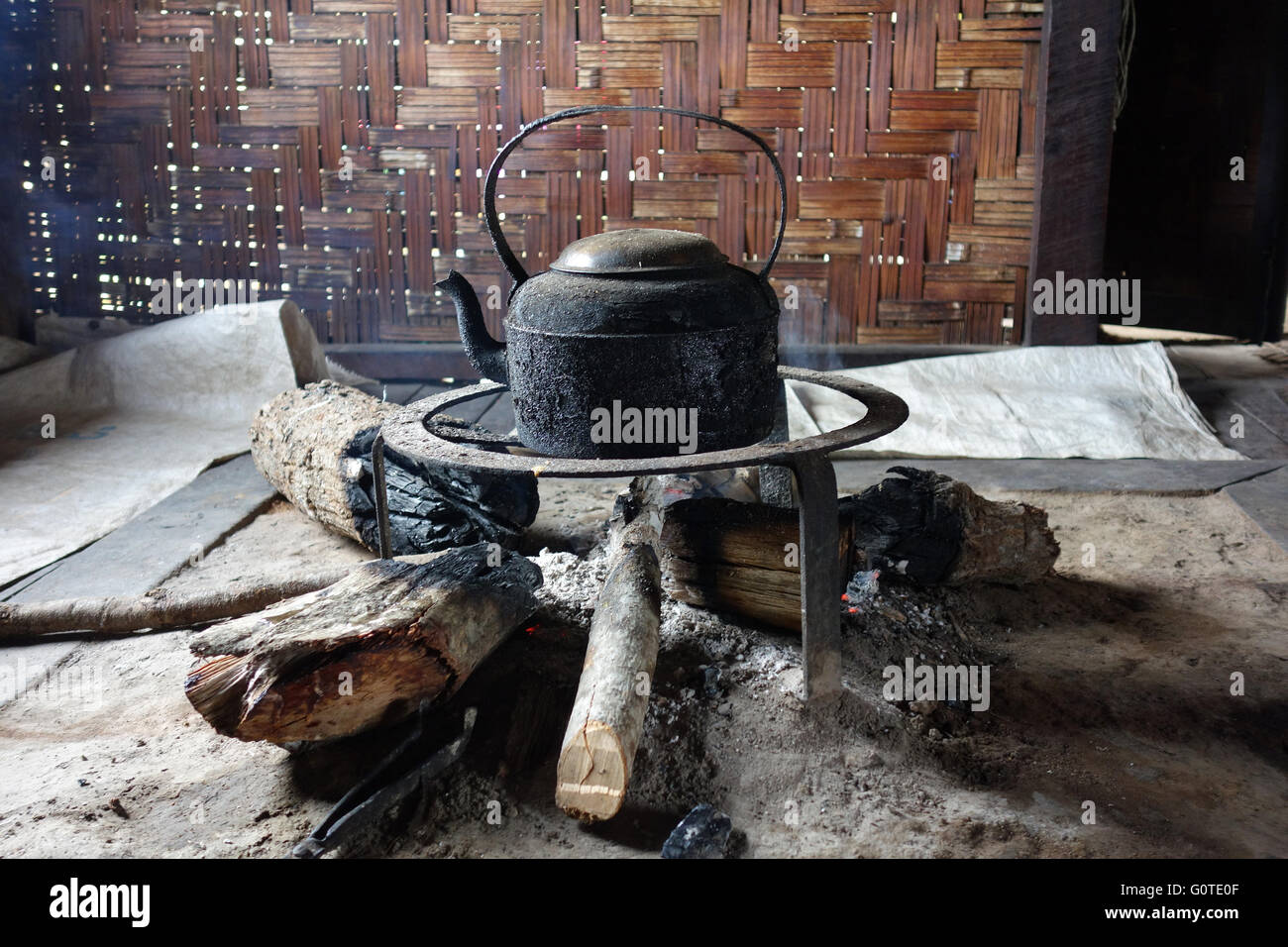 fireplace in Shan-state, Myanmar Stock Photo