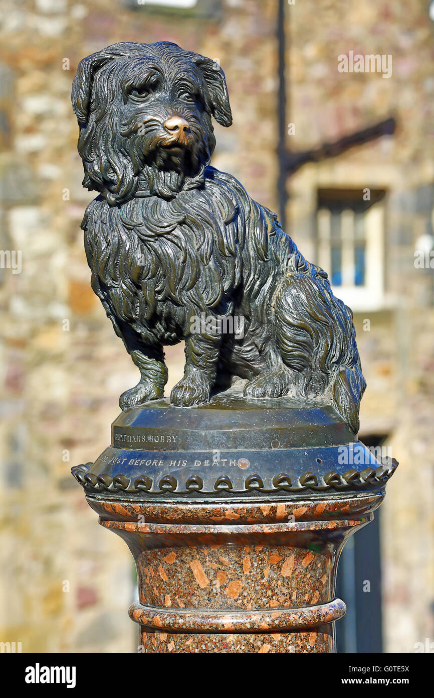 Statue of the loyal Skye Terrier dog Greyfriars Bobby in Edinburgh