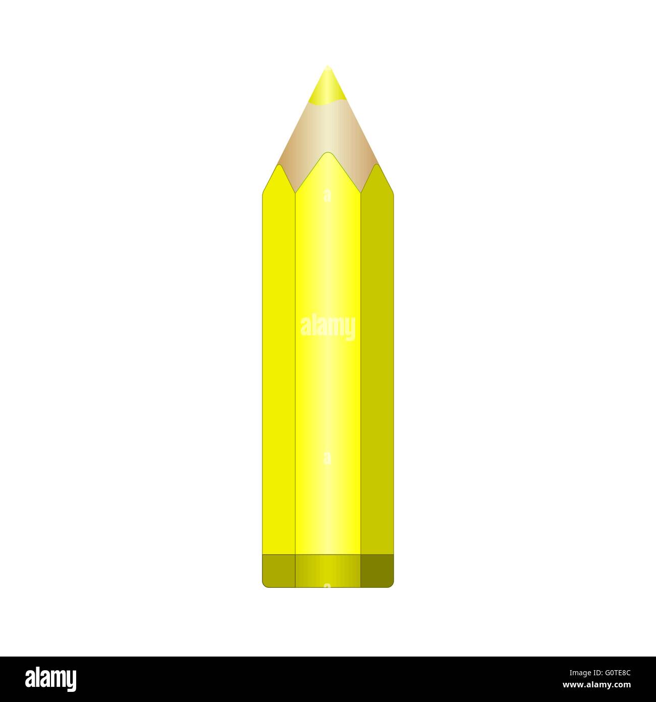 Big yellow pencil with sharpened lead. Vector EPS10 Stock Vector Image