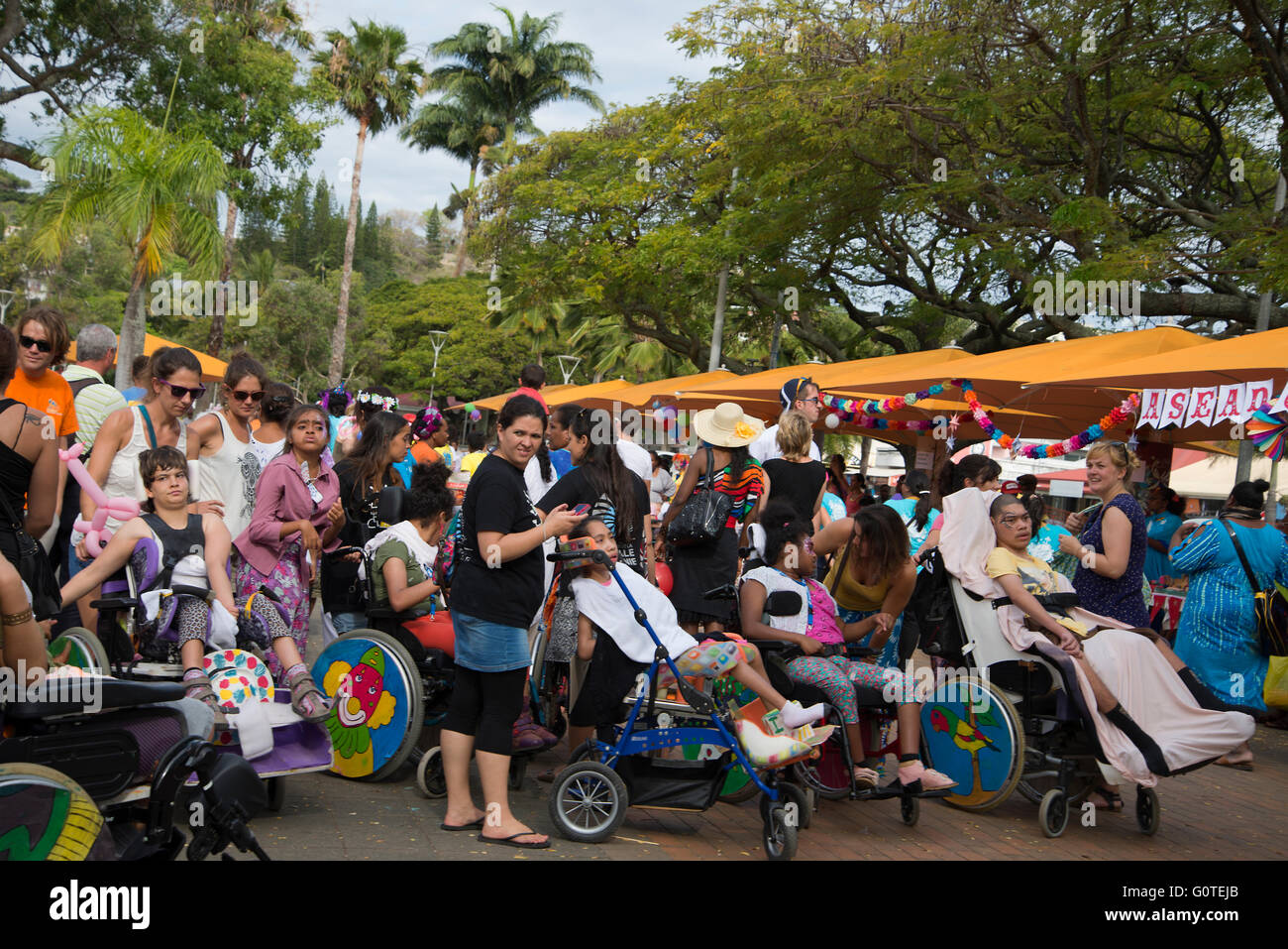 social awareness and participation fair to encourage and support inclusion and integration of people with disabilities. Noumea. Stock Photo
