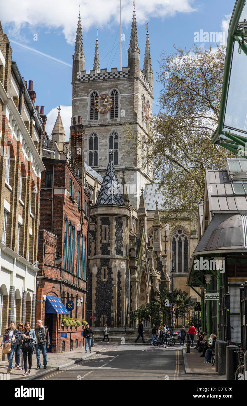 Looking towards Borough Market and Southwark Cathedral in South London Stock Photo